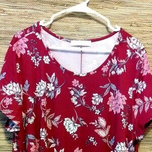 🌿 Jamie & Layla Burgundy-Grey Foliage Dress | Size 20P | Pre-Owned